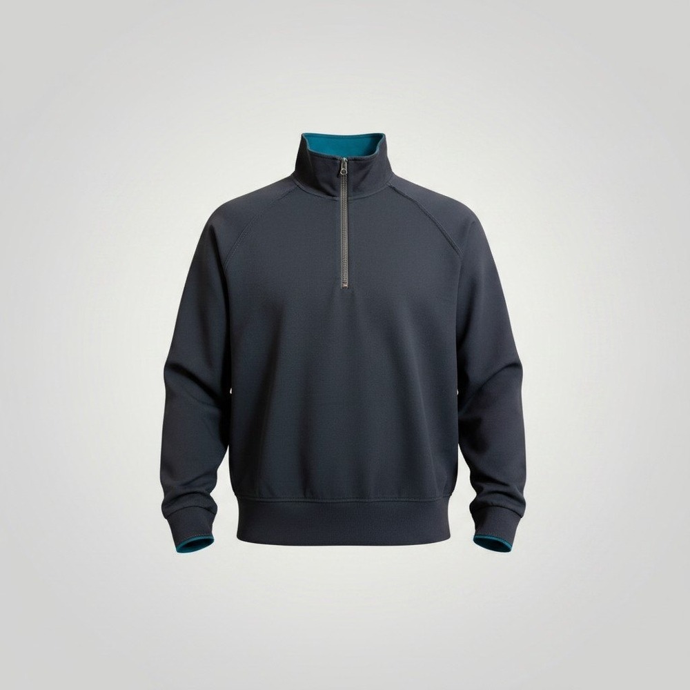 Niko And... Quarter Zip Pullover Men Medium Charcoal Teal Minimalist Techwear